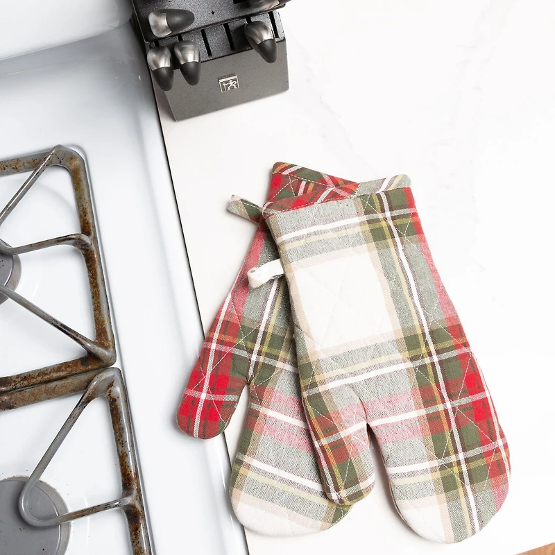 Celebration Plaid Cotton Terry Oven Mitts Set of 2