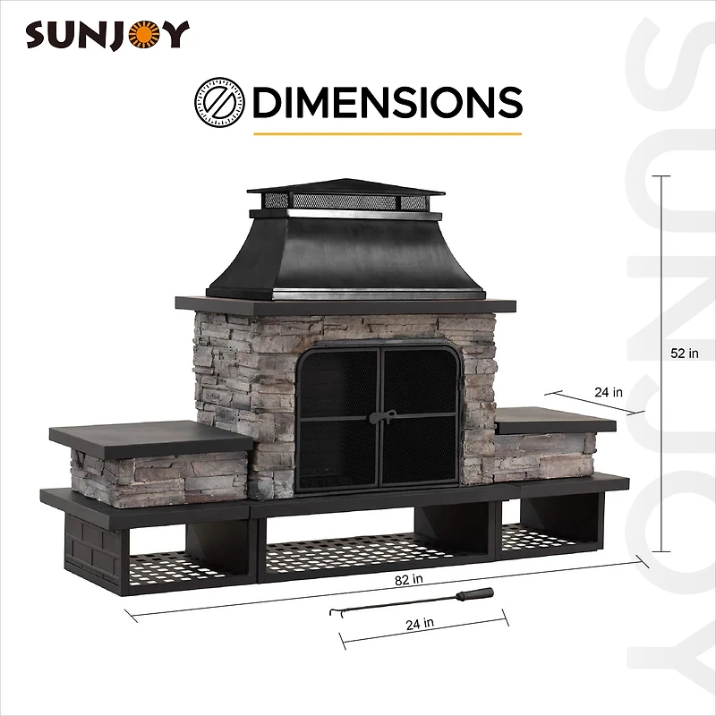 Sunjoy Emilio Wood Burning Fireplace