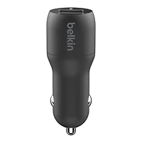Belkin 24 Watt Dual USB Car Charger - 2 12W USB A Ports with Lightning Cable - Fast Charging Apple iPhone 14, 14 Pro, 14 Pro Max, iPhone 13, 13 Pro Max, Samsung Galaxy, AirPods & More - USB-C Charger
