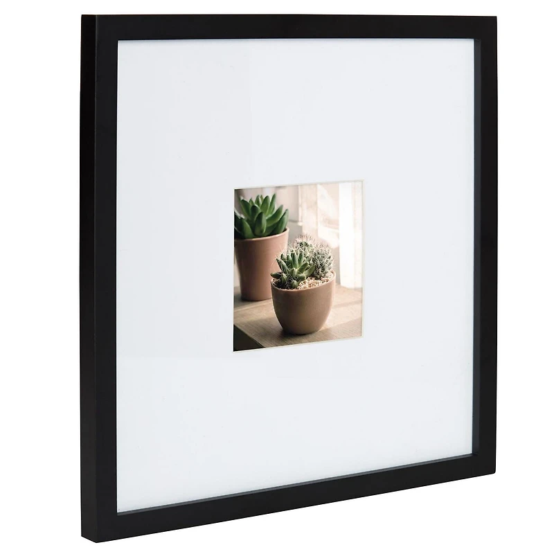 DesignOvation Gallery 13" x 13" Matted to 5" x 5" Black Picture Frame