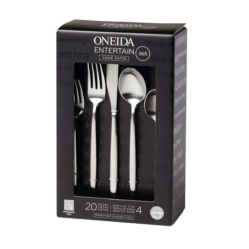Oneida Kane Satin 20 Piece Flatware Set