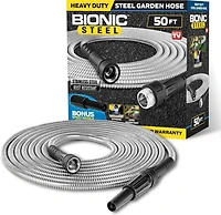 Bionic Steel Tuyau D’arrosage 50 pieds 5/8 Po 500 PSI Sans Pli En Acier Inoxydable Rangement Enroulé Facile
