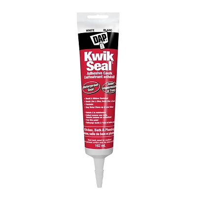Calfeutrant adhésif DAP Kwik Seal pour baignoires et carreaux de céramique, 162ml, Blanc