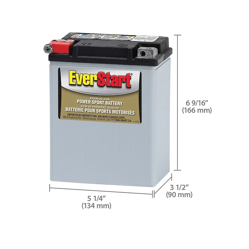 EverStart Powersport Prem ES-TX14AH, 12 Volt, Power Sports Battery, 220 CCA