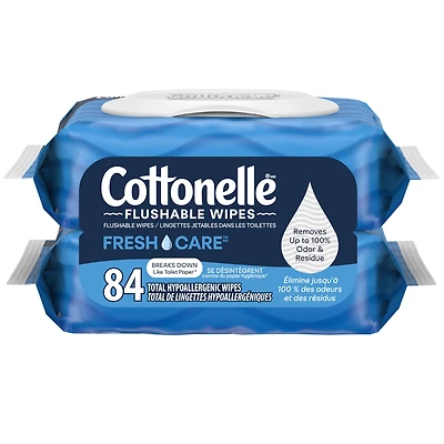 Cottonelle Fresh Care Flushable Wet Wipes, 2 Flip-Top packs