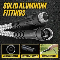 Bionic Steel 50 Foot 5/8 inch 500 PSI Kink Free Stainless Steel Garden Hose Easy Coil Storage