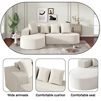 Noble House Fully Compressed Frameless Modular Sofa,L-Shaped Recliner,White