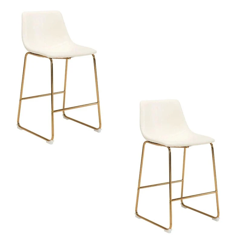 Heavenly Collection Counter PU Stool with Gold Legs SET OF 2