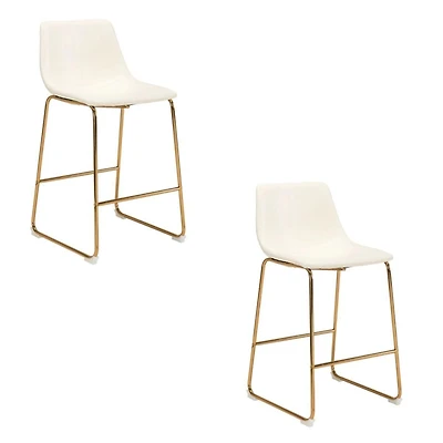 Heavenly Collection Counter PU Stool with Gold Legs SET OF 2