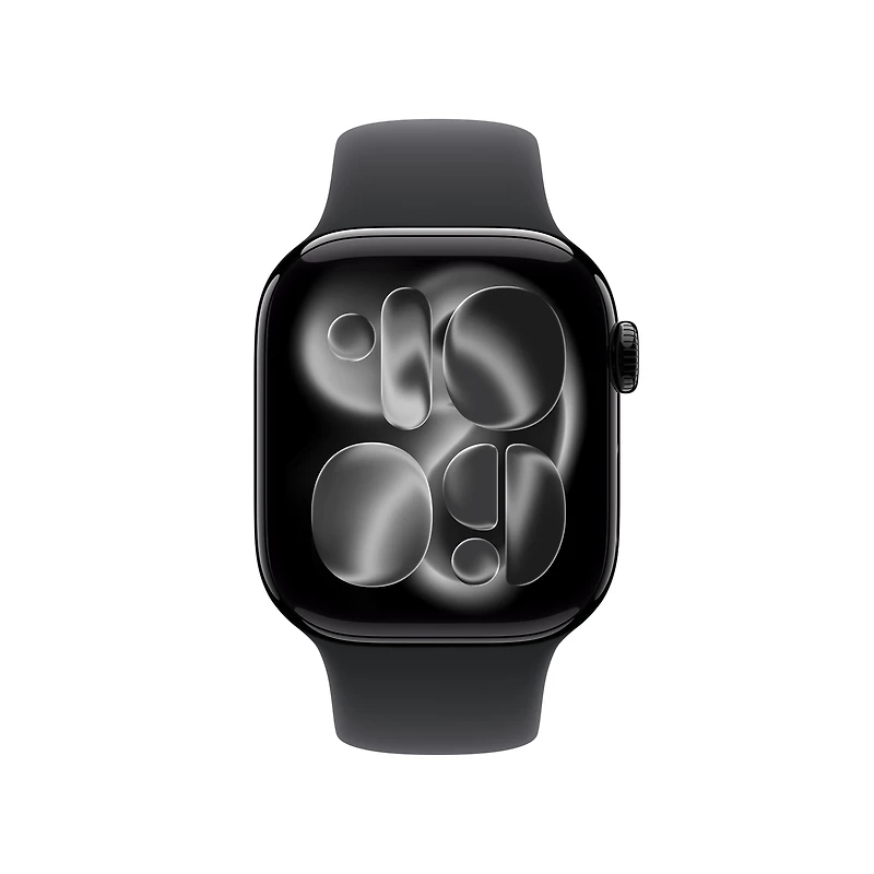 Apple Watch Series 11 GPS - Boîtier 42 mm en aluminium noir de jais - Bracelet sport noir (P/M)