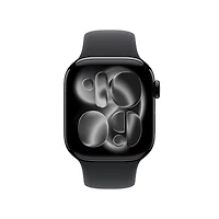 Apple Watch Series 11 GPS - Boîtier 42 mm en aluminium noir de jais - Bracelet sport noir (P/M)