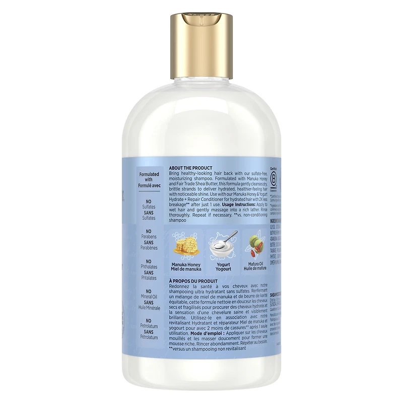 SheaMoisture Shampoo Hydrate & Repair for Wavy & Curly Hair Manuka Honey & Yogurt, 384 ml