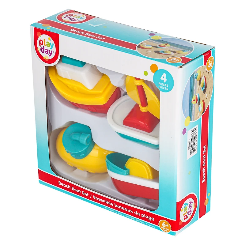 PLAY DAY PL Nouveau Jeu de Bateaux de Plage (4 pièces) – Jouets d’extérieur pour sable et plage
