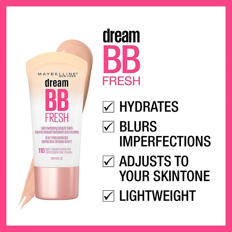 Maybelline New York Dream Fresh BB Cream, Sheer Coverage, Natural Finish, Hydrating and Lightweight