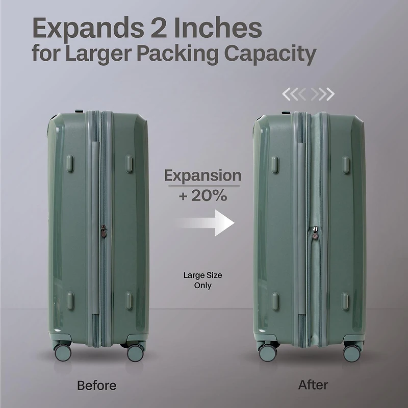 5 Piece Hardside Luggage Set: 28 Inch Spinner Suitcase, 24 Inch Rolling Luggage, 20" Carry-On Suitcase, Toiletry Kit & Expandable Tote Bag