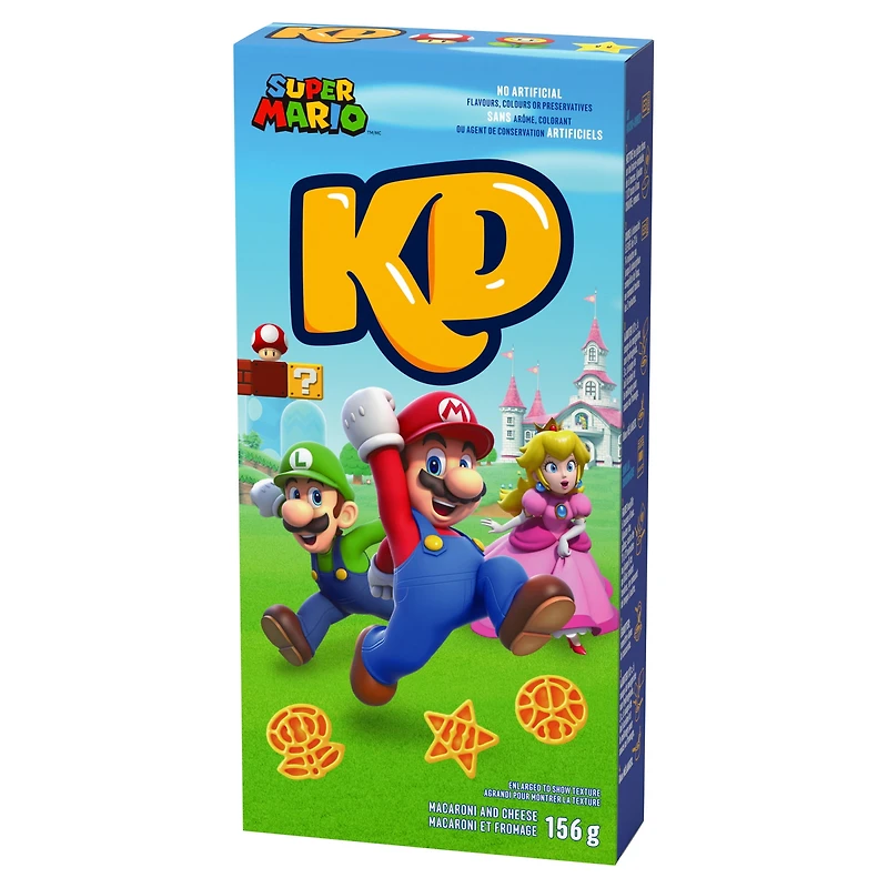 KD Super Mario Power-Up Pasta Shapes Macaroni and Cheese, 156 g Box