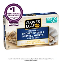 Clover Leaf Hardwood Smoked Oysters in Sunflower Oil 85g. ASC Certified. High in Protein. Canned Seafood. Gluten Free.