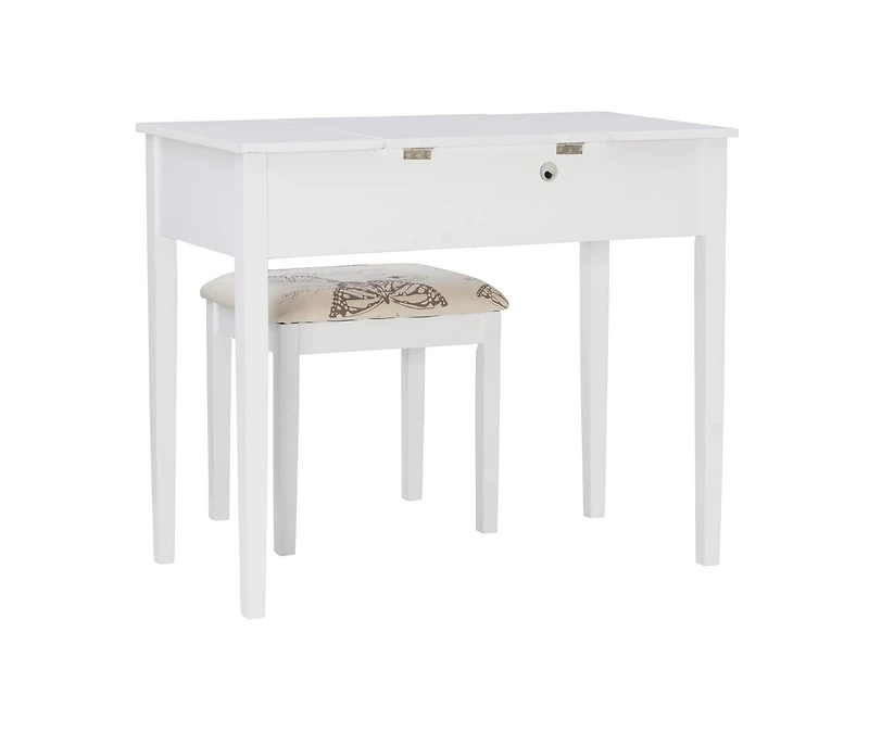 Joanna Butterfly Bench Vanity Set in White
