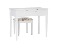 Joanna Butterfly Bench Vanity Set in White