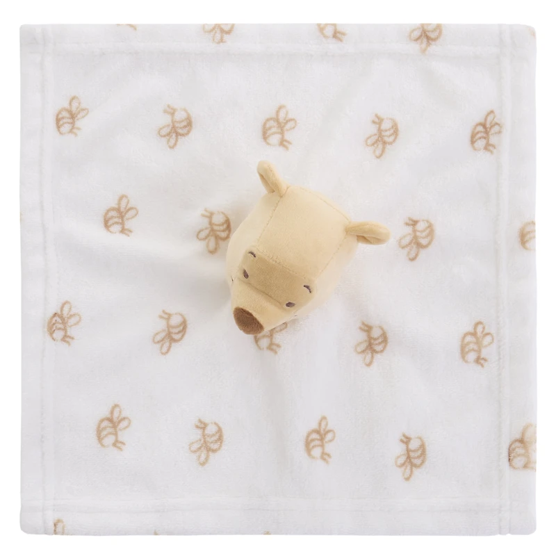 Winnie l'Ourson Couverture de Sécurité en Peluche, Nourrisson Unisexe, Ivoire et Or
