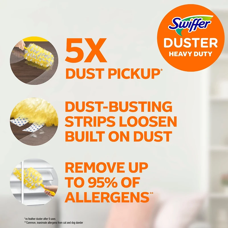 Swiffer Dusters Heavy Duty Multi-Surface Duster Refills for Cleaning, Unscented, 11 Count