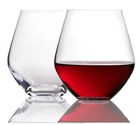 Trudeau Quartz Stemless 17oz Red or White Wine Glasses, Set of 4