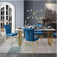 Luxury Rectangle Dining Table for aux Marble Top with Stunning Gold-Brushed Stainless Steel Base, Sleek Modern Design, Durable and Easy to Clean – Perfect for Dining Rooms or Stylish Gatherings