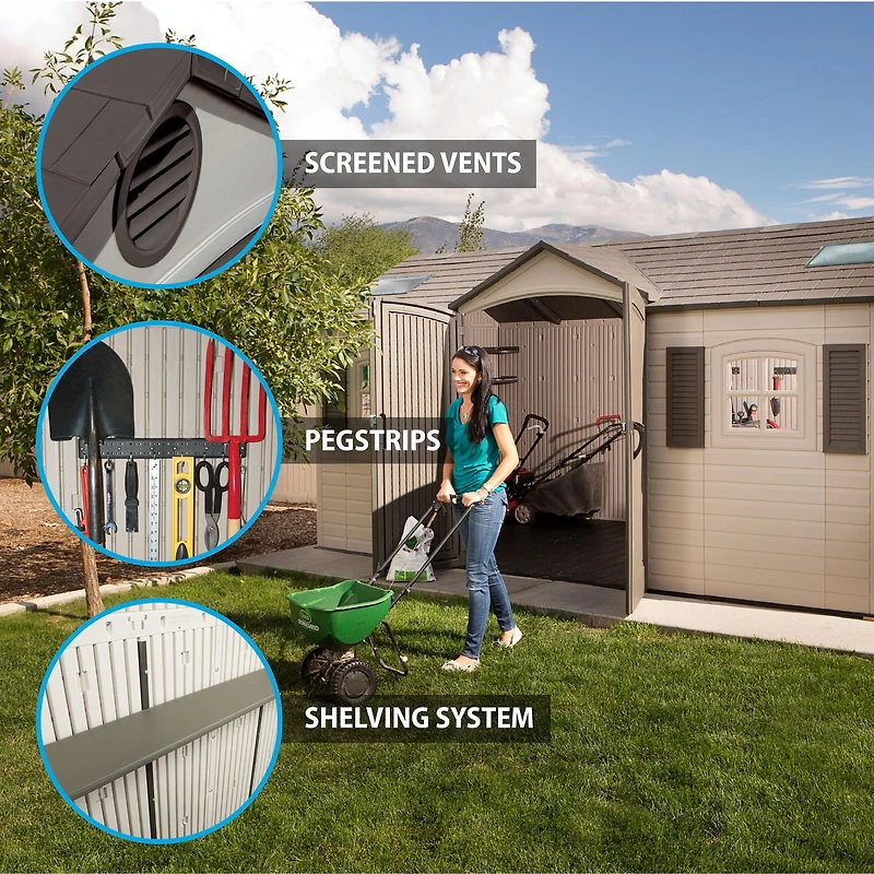Lifetime Outdoor Storage Shed, 15' x 8' With Dual Side Entry