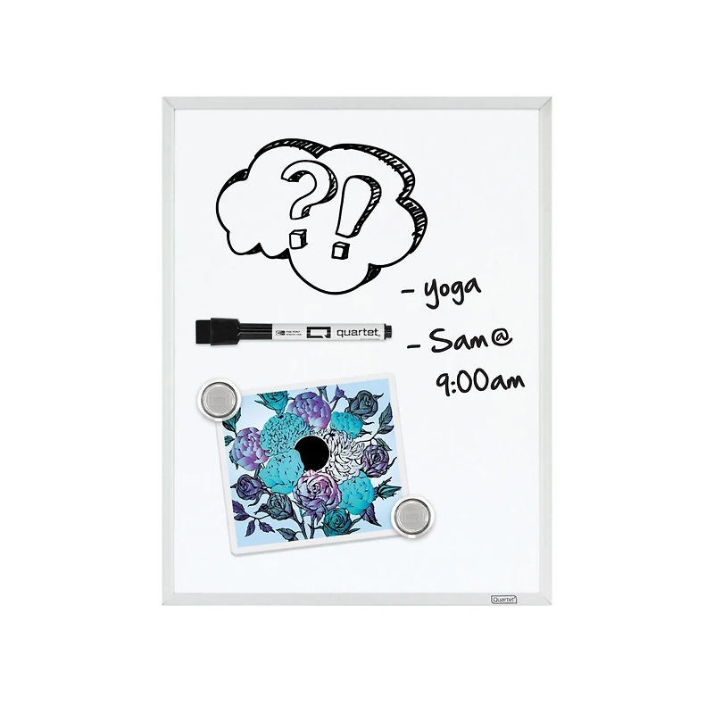 Quartet Magnetic Dry-Erase Board, Slim Aluminum Frame, 14” x 11”