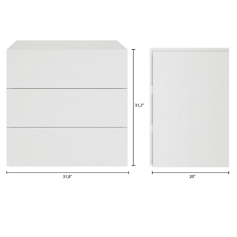 Nexera James Modern 3 Drawer Dresser, White Oak