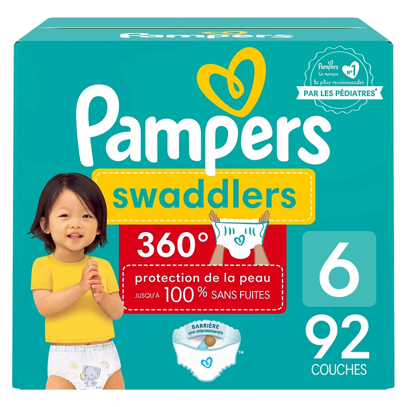 Pampers Diapers - Swaddlers 360° - Size 6, up to 100% Leakproof Comfy Dry Fit, EZ Off Tabs Designed for Easy Changes, Pull On Diaper