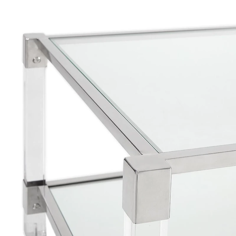 Home Gear Rectangular Silver Coffee Table with Acrylic Legs