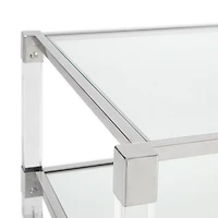 Home Gear Rectangular Silver Coffee Table with Acrylic Legs