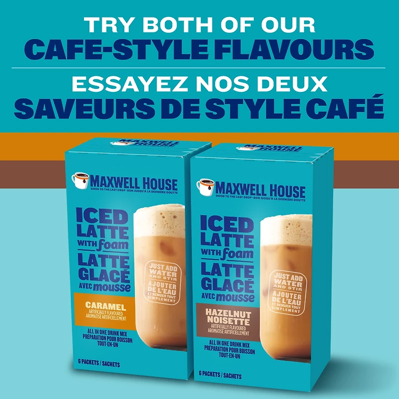 Mélange Instantané Pour Café Latte Glacé Aux Noisettes Avec Mousse, 6 Sachets