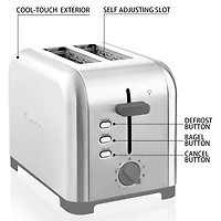 Kenmore 2-Slice Stainless Steel Toaster, Silver & Grey, Extra Wide Slots, Bagel & Defrost Functions