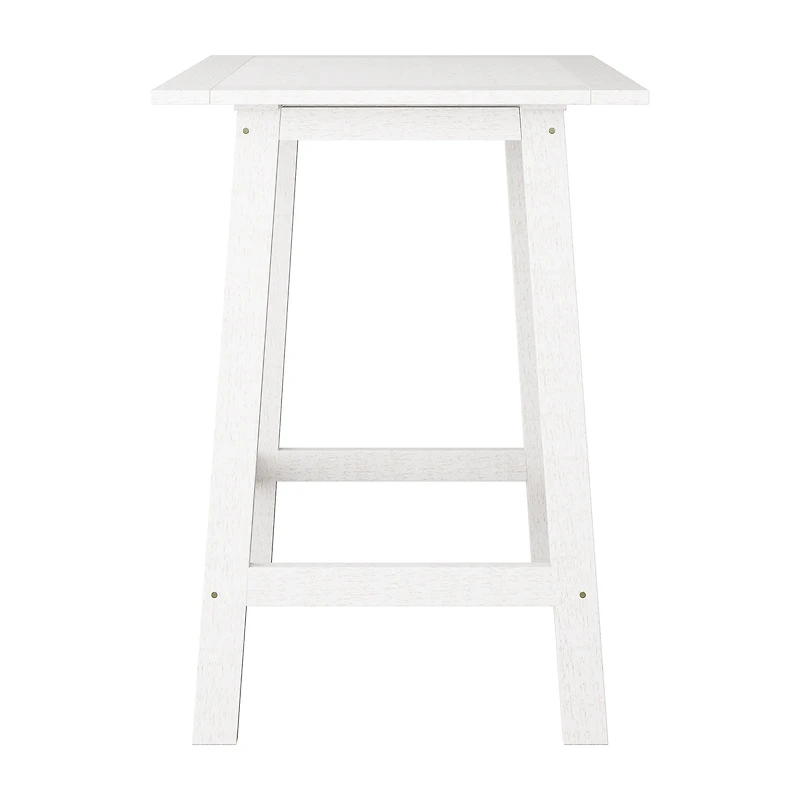 CorLiving Miramar Solid Wood Square Outdoor Slat Topped Pub Table, White