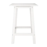 CorLiving Miramar Solid Wood Square Outdoor Slat Topped Pub Table, White