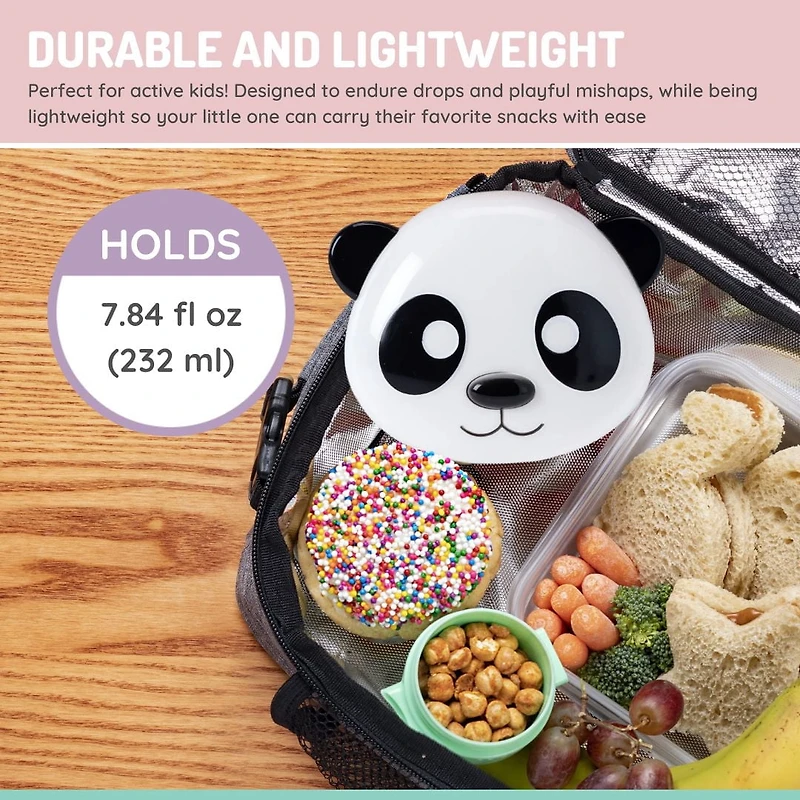 Melii Animal Snack Container for Toddlers and Children, Panda, 7.84 oz / 232 ml