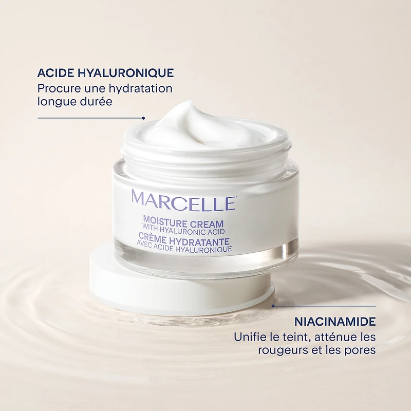 Marcelle Moisture Cream 24h Moisturizing with Hyaluronic Acid & Niacinamide, 50 ml