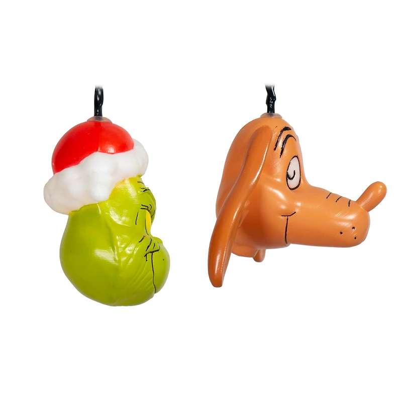 Christmas Blinking Lights S/8 Grinch & Max Head Dr. Seuss