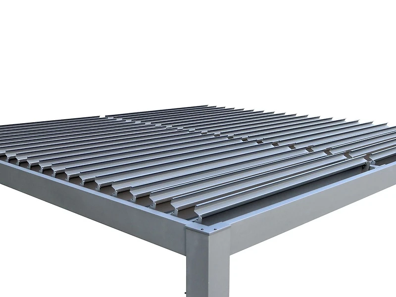 Pergola Vikos 10x10 en aluminium et persiennes en acier galvanisées