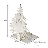 Bougeoir Arbre En Métal Blanc Vieilli