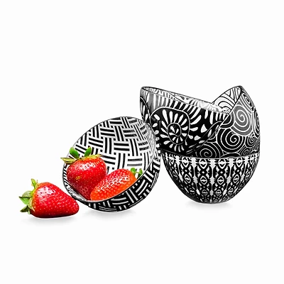 Hometrends Round Dip Bowl 7oz Asst'd Black & White Pattern