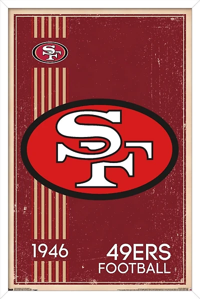 NFL San Francisco 49ers - Retro Logo 14 Wall Poster, 22.375" x 34" Framed
