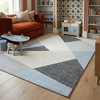 Rug Branch Eclipse Mid-Century Modern Indoor Area Rug, Blue Grey, Abstract - Living Room, Bedroom, Dining Room, and Office