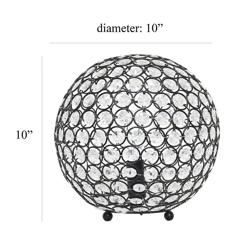 Elegant Designs Elipse 10 Inch Crystal Ball Sequin Table Lamp