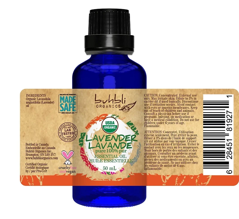 Buhbli Organics - Organic Lavender Essential Oil, 50ml VALUE SIZE