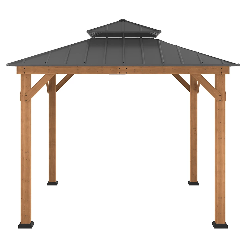HOMETRENDS 11' x 11' Hardtop Cedar Square Gazebo, Black