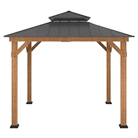 HOMETRENDS 11' x 11' Hardtop Cedar Square Gazebo, Black
