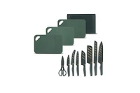 Thyme & Table 20-Piece Stainless Steel Knife and Cutting Board Set, Green
